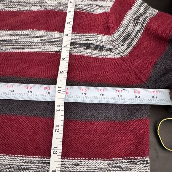 Studio 81 Striped Crewneck Sweater Men’s S GrandpaCore Retro Maroon Gray Knit - Picture 9 of 11
